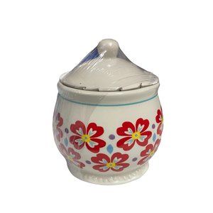 Pioneer Woman Sugar Bowl. Red Flower Design